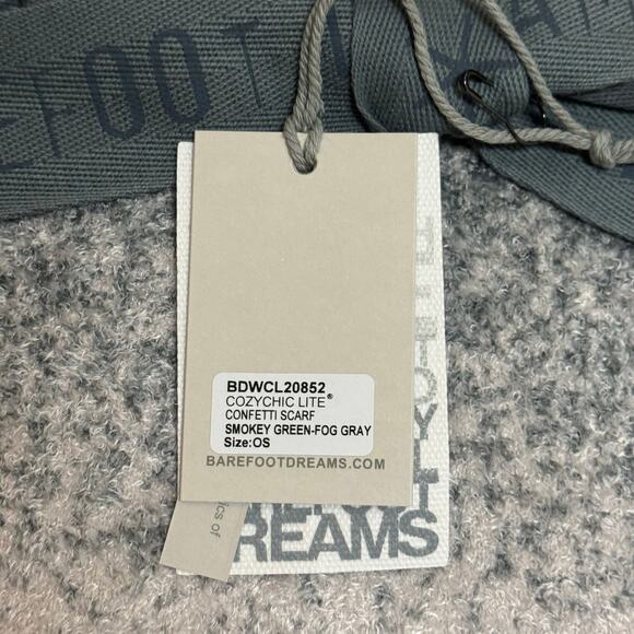 Barefoot Dreams CozyChic Lite Confetti Scarf Smokey Green Fog Gray NWT - Picture 2 of 7